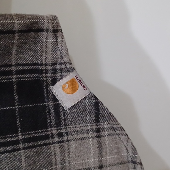 Carhartt Men's XL Black/Grey Heavy Duty Flannel Shirt/Jacket (mislabeled medium) - Picture 5 of 14
